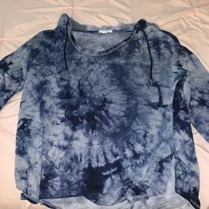 blue and white tiedie sweatshirt